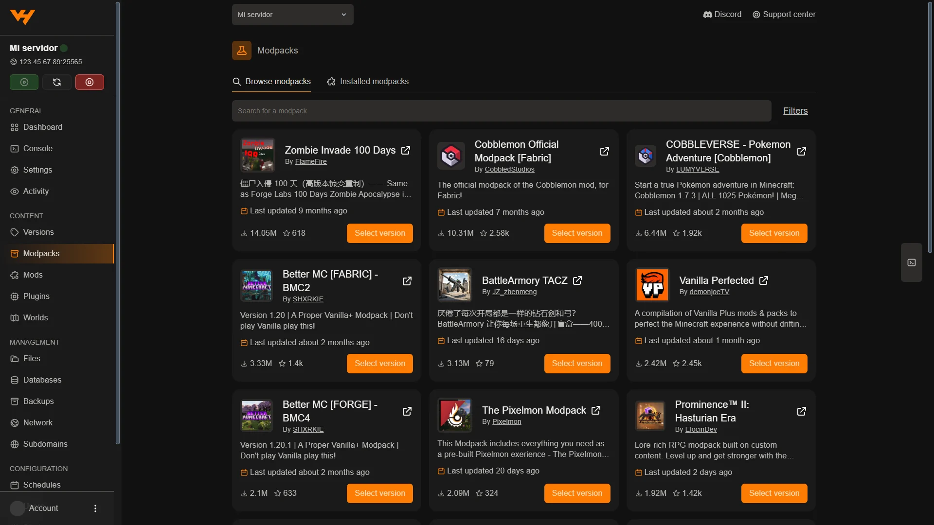Modpacks con un Clic